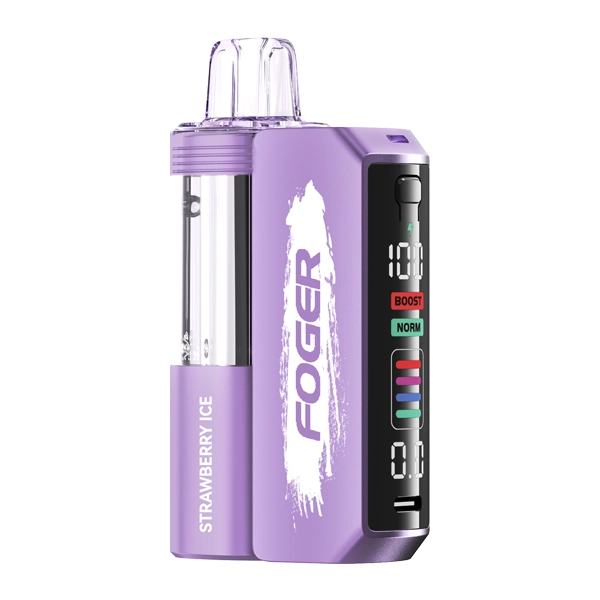 Diagram of blue rancher b pop foger components: pod, power bank, USB-C port, and airflow vents