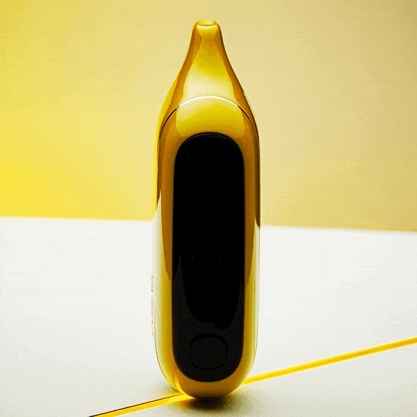 A futuristic split view showing a FOGER Switch Pro Kit with its reusable power bank and a separate foger refill pod, emphasizing the modular design of foger refill pods